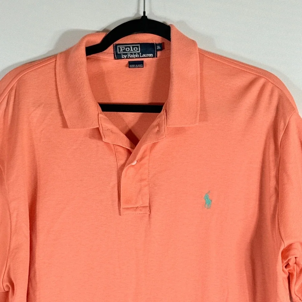 Vintage Polo Ralph Lauren Mens XL Shirt Coral Logo Short Sleeve‎ Preppy Classic